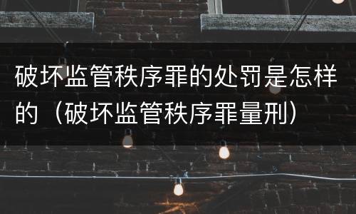 破坏监管秩序罪的处罚是怎样的（破坏监管秩序罪量刑）
