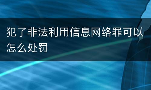 犯了非法利用信息网络罪可以怎么处罚