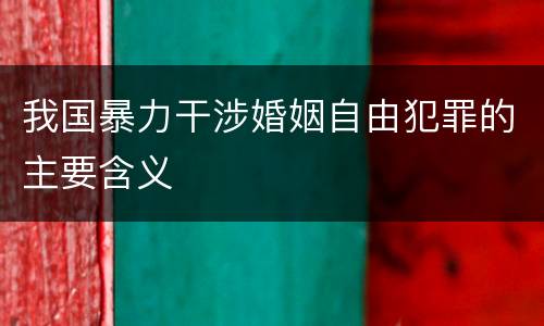 我国暴力干涉婚姻自由犯罪的主要含义