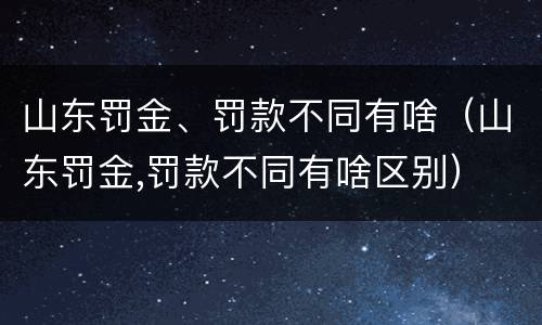 山东罚金、罚款不同有啥（山东罚金,罚款不同有啥区别）