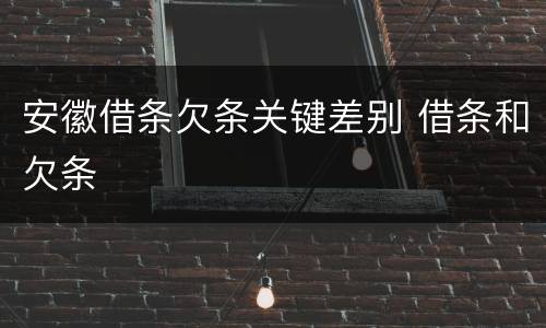 安徽借条欠条关键差别 借条和欠条