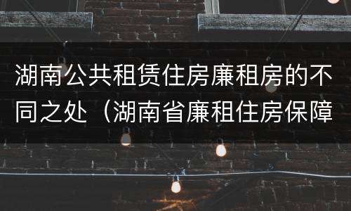 湖南公共租赁住房廉租房的不同之处（湖南省廉租住房保障办法）