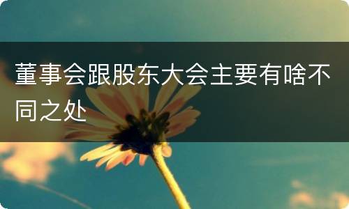 董事会跟股东大会主要有啥不同之处