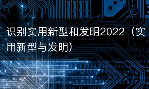 识别实用新型和发明2022（实用新型与发明）