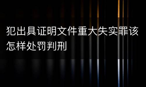 犯出具证明文件重大失实罪该怎样处罚判刑