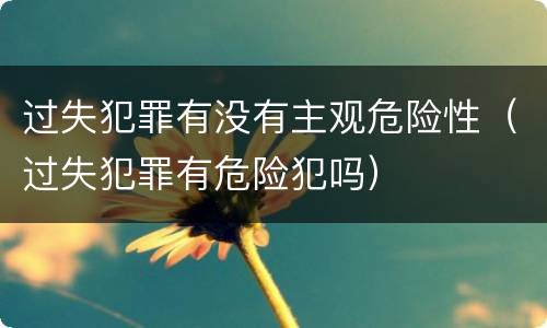 过失犯罪有没有主观危险性（过失犯罪有危险犯吗）