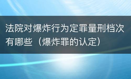 法院对爆炸行为定罪量刑档次有哪些（爆炸罪的认定）