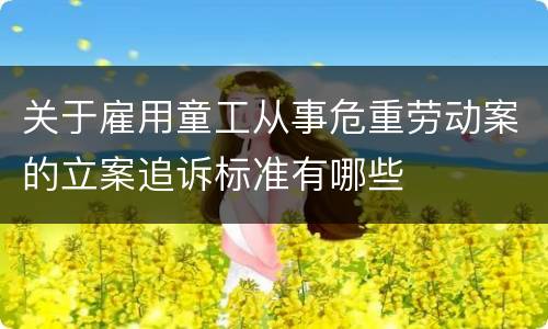 关于雇用童工从事危重劳动案的立案追诉标准有哪些