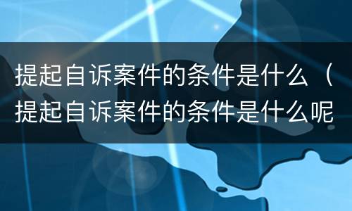提起自诉案件的条件是什么（提起自诉案件的条件是什么呢）