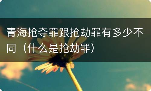 青海抢夺罪跟抢劫罪有多少不同（什么是抢劫罪）