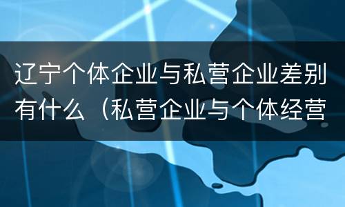 辽宁个体企业与私营企业差别有什么（私营企业与个体经营企业的区别）