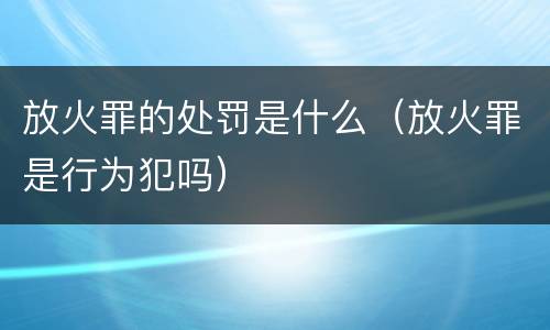 放火罪的处罚是什么（放火罪是行为犯吗）