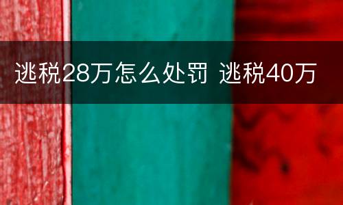 逃税28万怎么处罚 逃税40万