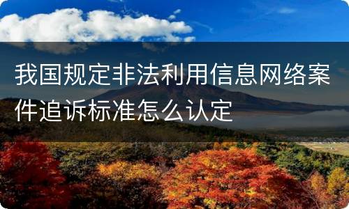 我国规定非法利用信息网络案件追诉标准怎么认定