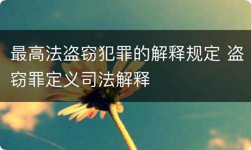 最高法盗窃犯罪的解释规定 盗窃罪定义司法解释