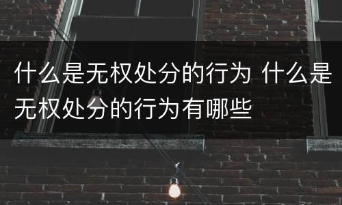 什么是无权处分的行为 什么是无权处分的行为有哪些