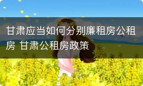 甘肃应当如何分别廉租房公租房 甘肃公租房政策