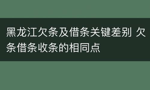 黑龙江欠条及借条关键差别 欠条借条收条的相同点
