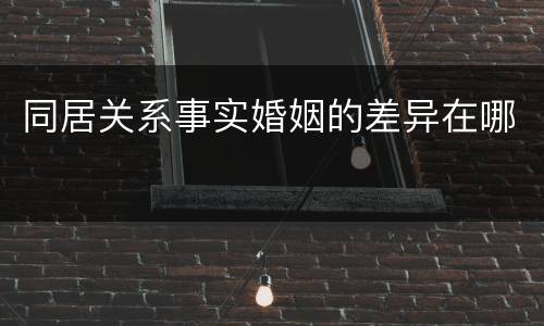 同居关系事实婚姻的差异在哪