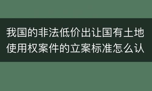 我国的非法低价出让国有土地使用权案件的立案标准怎么认定