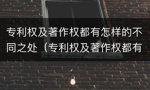 专利权及著作权都有怎样的不同之处（专利权及著作权都有怎样的不同之处呢）