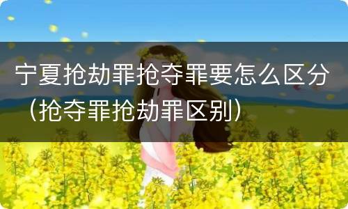 宁夏抢劫罪抢夺罪要怎么区分（抢夺罪抢劫罪区别）