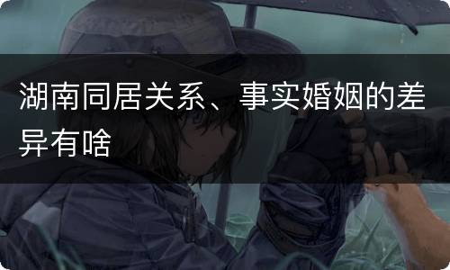 湖南同居关系、事实婚姻的差异有啥