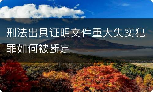 刑法出具证明文件重大失实犯罪如何被断定