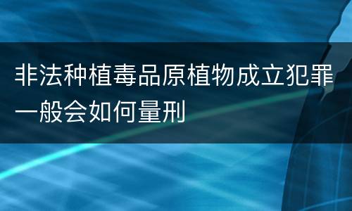非法种植毒品原植物成立犯罪一般会如何量刑