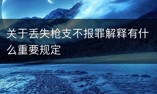 关于丢失枪支不报罪解释有什么重要规定