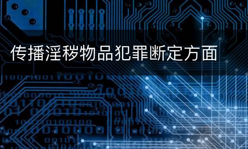 传播淫秽物品犯罪断定方面