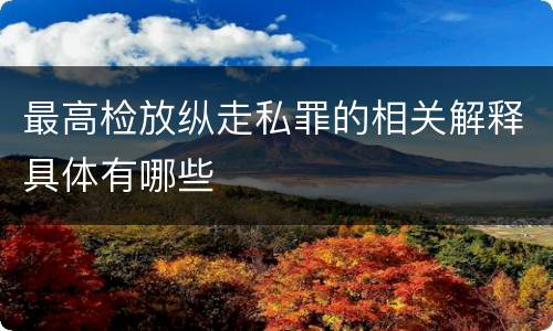 最高检放纵走私罪的相关解释具体有哪些