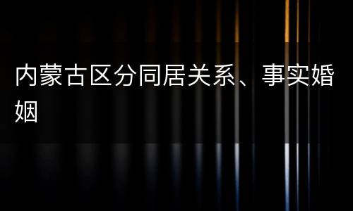 内蒙古区分同居关系、事实婚姻