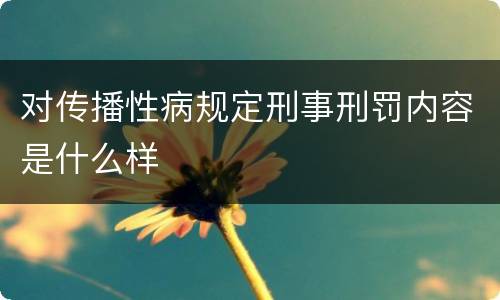 对传播性病规定刑事刑罚内容是什么样