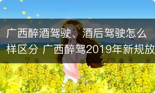 广西醉酒驾驶、酒后驾驶怎么样区分 广西醉驾2019年新规放宽