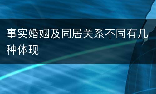 事实婚姻及同居关系不同有几种体现