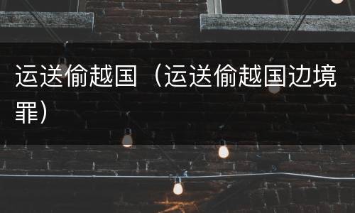 运送偷越国（运送偷越国边境罪）