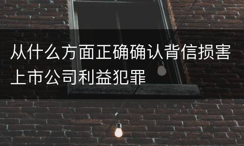 从什么方面正确确认背信损害上市公司利益犯罪