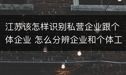 江苏该怎样识别私营企业跟个体企业 怎么分辨企业和个体工商户