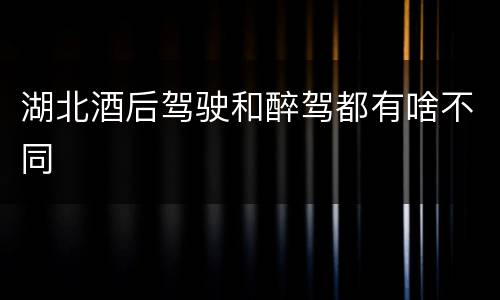 湖北酒后驾驶和醉驾都有啥不同