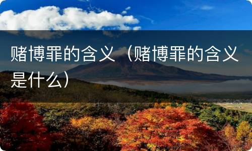 赌博罪的含义（赌博罪的含义是什么）