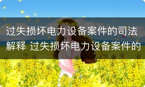 过失损坏电力设备案件的司法解释 过失损坏电力设备案件的司法解释规定
