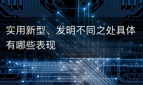 实用新型、发明不同之处具体有哪些表现