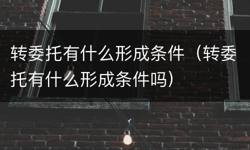 转委托有什么形成条件（转委托有什么形成条件吗）