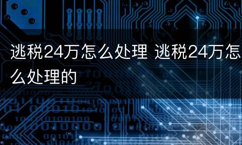 逃税24万怎么处理 逃税24万怎么处理的