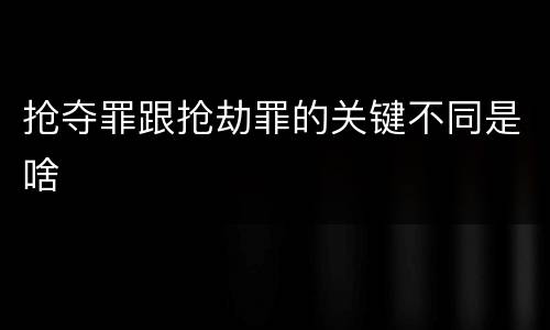 抢夺罪跟抢劫罪的关键不同是啥