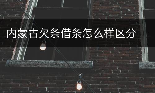 内蒙古欠条借条怎么样区分