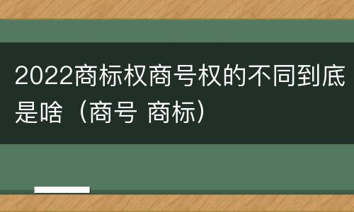 2022商标权商号权的不同到底是啥（商号 商标）