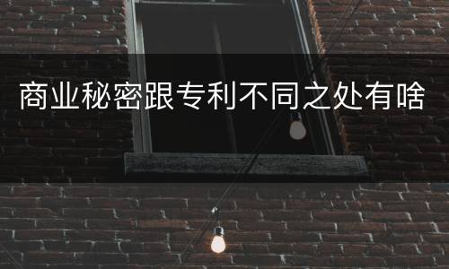 商业秘密跟专利不同之处有啥
