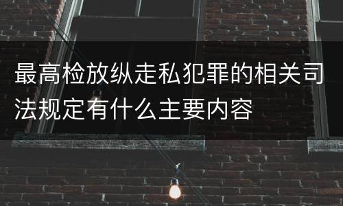 最高检放纵走私犯罪的相关司法规定有什么主要内容